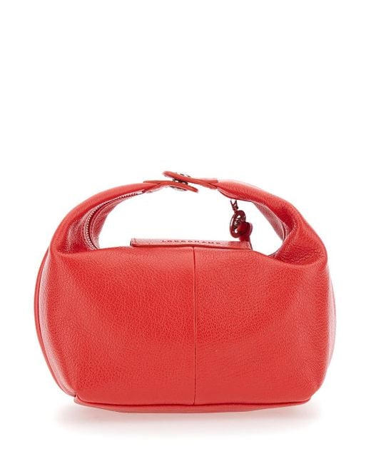 Longchamp Red 'Le Pliage Portobello Xs' Handbag With Logo Embossed On The Front