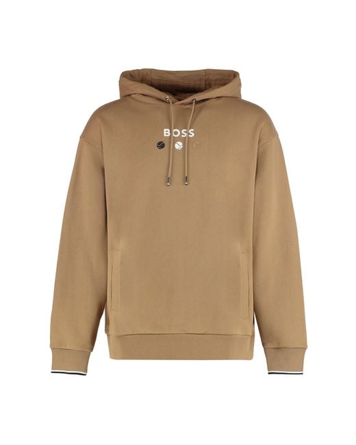 Boss Natural Hooded Sweatshirt Terry Cotton Jumpers for men