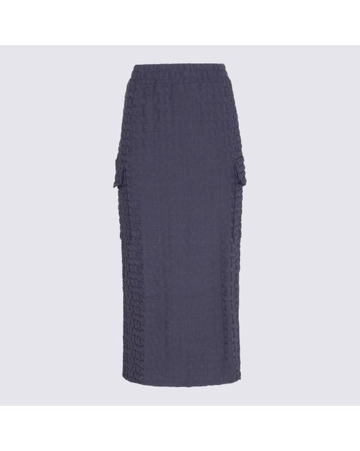 Sunnei Blue Dark Stretch Long Skirt