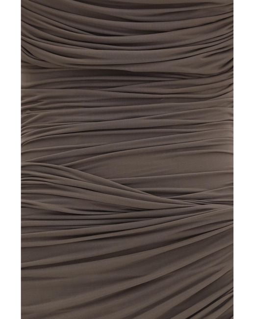 Magda Butrym Brown Draped High-Neck Dress Cupro; Elastane