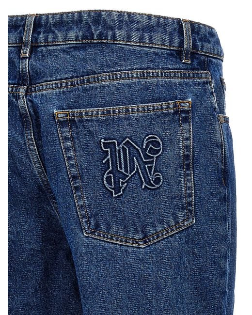 Palm Angels Blue 'Lw Monogram' Jeans for men