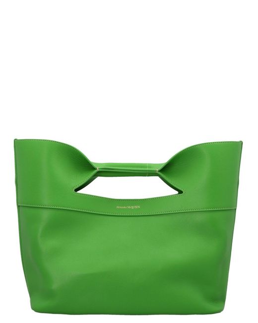Alexander McQueen Green Logo-Printed Top Handle Bag