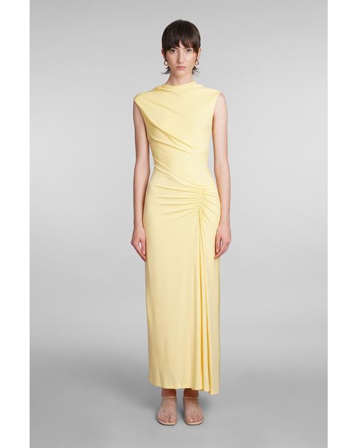 Jonathan Simkhai White Acacia Dress In Yellow Rayon