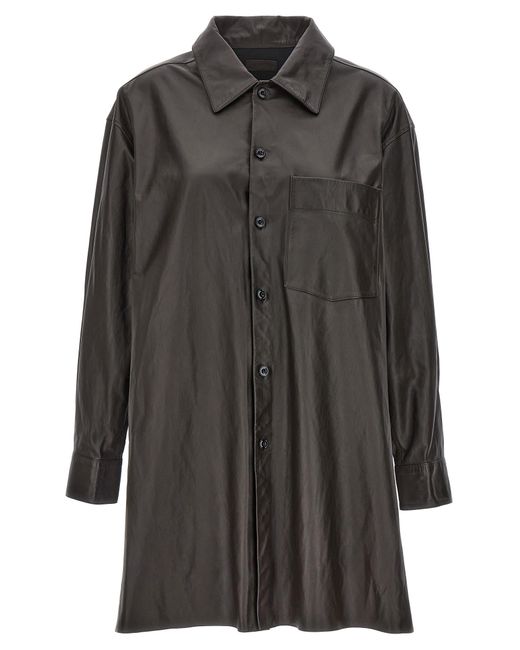 Lemaire Gray Nappa Leather Overshirt