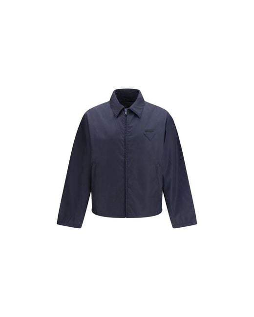 Prada Blue Nylon Shell Jacket Clothing for men