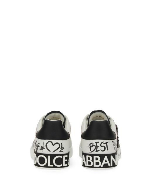 Dolce & Gabbana White Portofino Sneaker Calf Leather Trainers for men