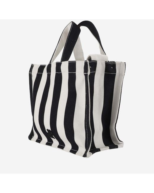 Patou Black Small Cotton Canvas Tote Bag, Shoulder
