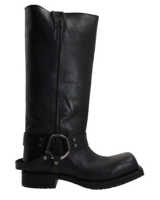 Acne Black Square Toe Pull-On Boots