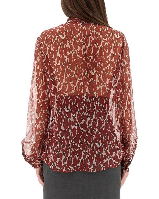 Saint Laurent Red Printed Silk Shirt