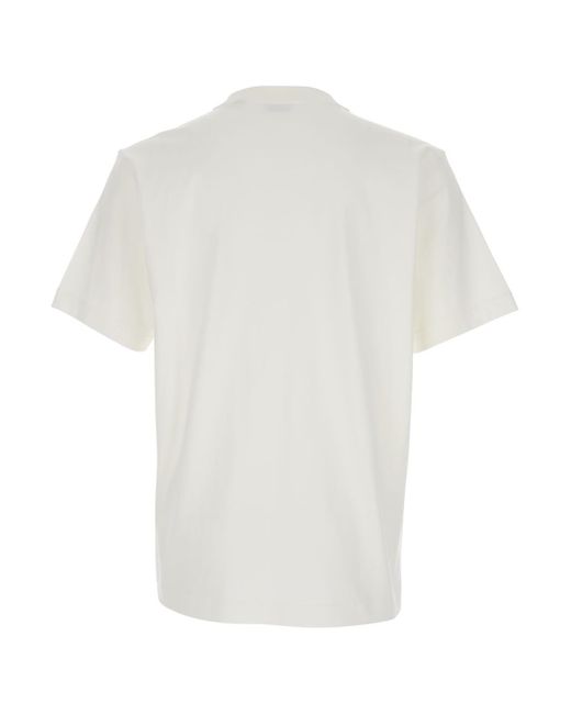 Burberry White Crewneck T-Shirt With Maxi Logo On The Front for men