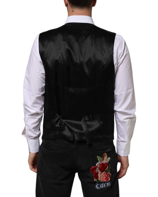 Dolce & Gabbana Purple Wool Dress Formal Waistcoat Vest Polyester Silk Virgin for men
