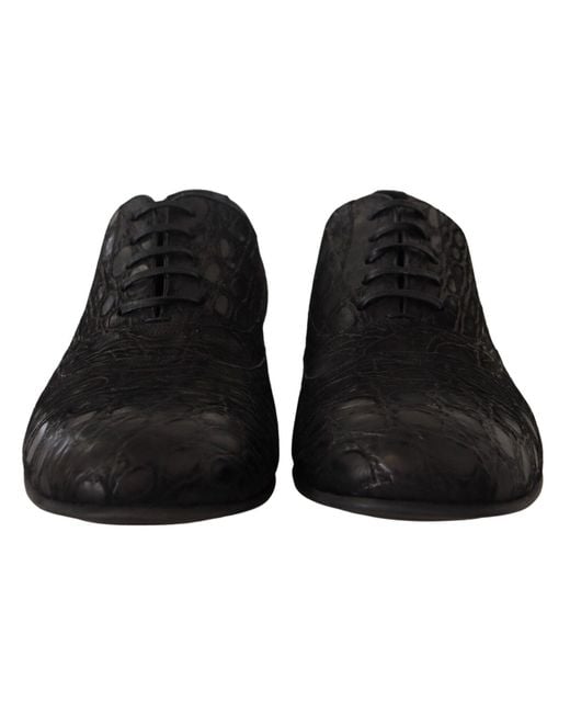 Dolce & Gabbana Black Caiman Leather Mens Oxford Shoes for men