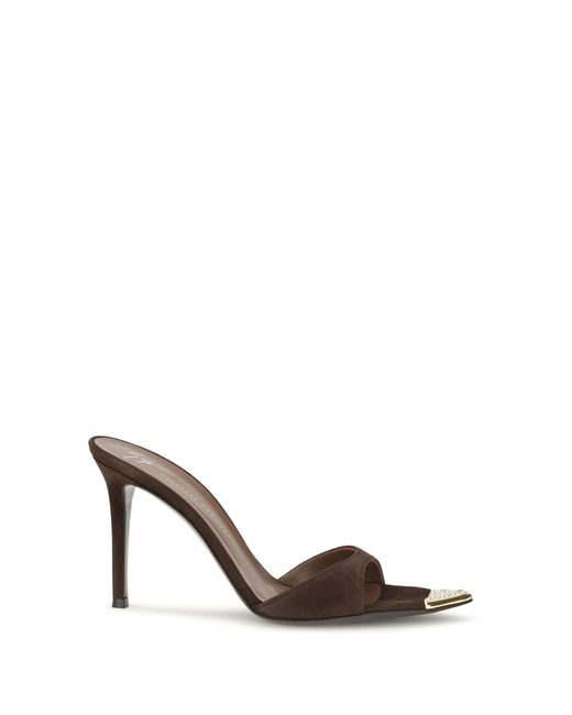 Giuseppe Zanotti White Mules Sandals Intrigo Jewelry Calf Leather