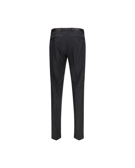 Dolce & Gabbana Blue Black Wool Oves Aries Dress Pants for men