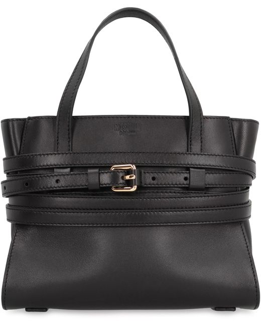 Moschino Black Handbag Tie Me Small Leather Sheep Handbags