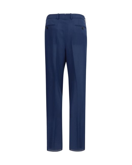 Tom Ford Blue Pleated Pants Wool Ovis Aries for men
