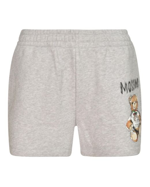 Moschino Gray Logo Bear Shorts