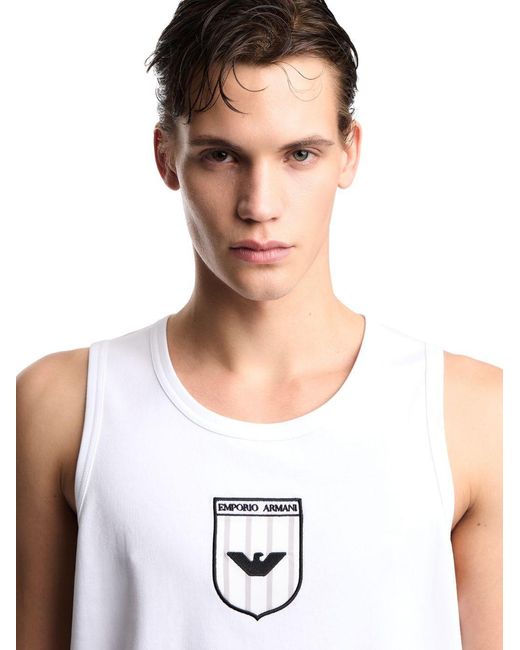 Emporio Armani Blue Top Cotton Tops for men