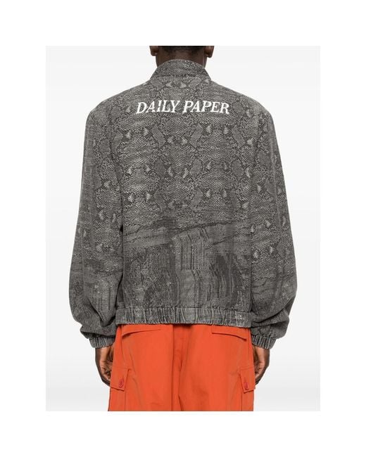 Daily Paper Gray Snake Zipped Jacket for men