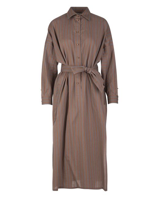 Max Mara Cotton Striped Deserto Dress in Brown | Lyst