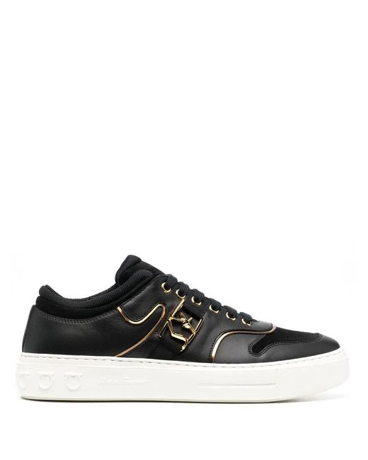Ferragamo Black Borg Logo Low-Top Sneakers for men
