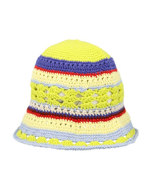 Ganni Cotton Crochet Bucket Hat in Yellow - Lyst