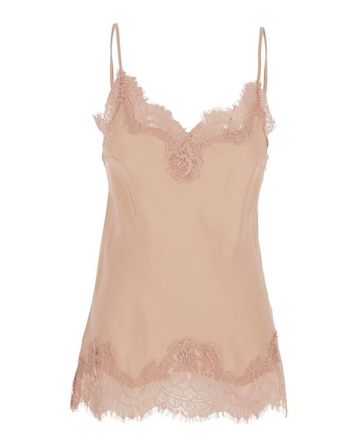 Gold Hawk Pink Top With Lace Embroidery Details And Thin Straps