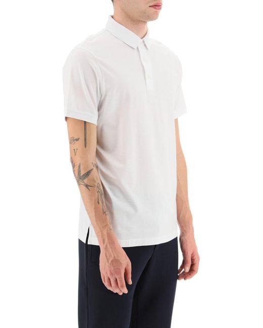 Emporio Armani White Lyocell And Cotton Polo Shirt With Micro Logo for men