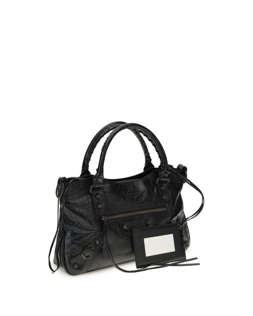 Balenciaga Black City First Shoulder Bag Lamb Ovis Aries Aries; Cotton