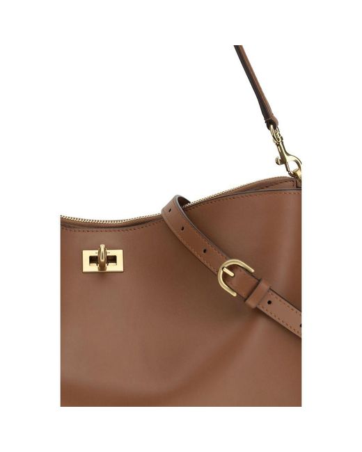 Balenciaga Brown Beige Calf Leather Bos Taurus Shoulder Bag