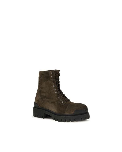Balenciaga Brown Calf Leather Bos Taurus Lace-Up Boots for men
