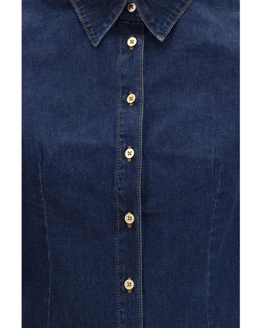 7FOR Blue Denim Shirt Cotton
