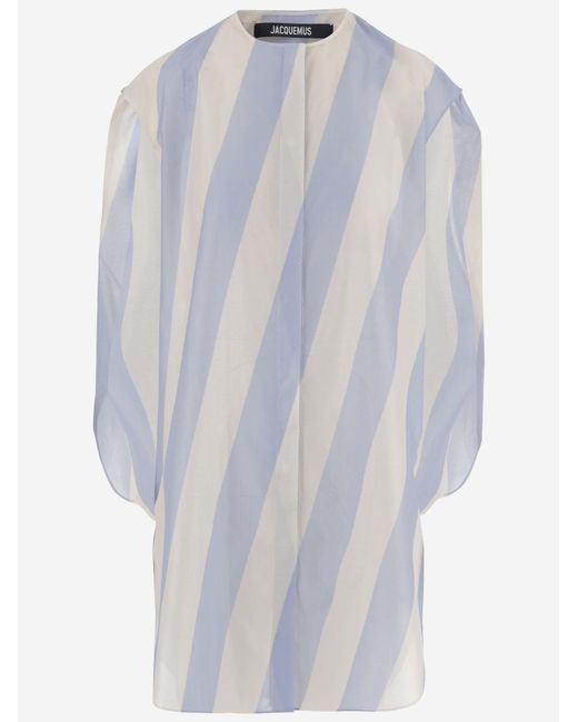 Jacquemus Blue Cotton Shirt Striped Pattern