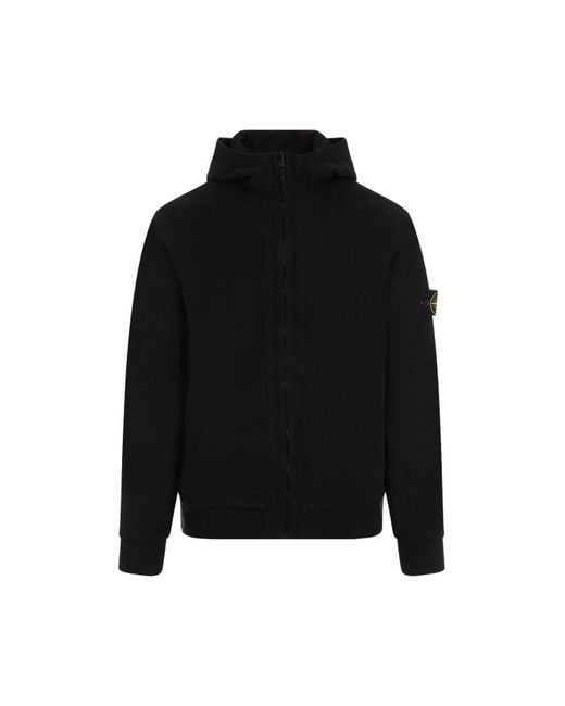 Stone Island Black Zipped Reversible Hooded Jacket for men