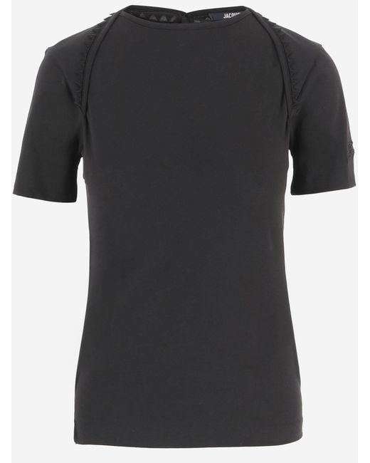 Jacquemus Black Cotton Top With Back Button Placket Tops