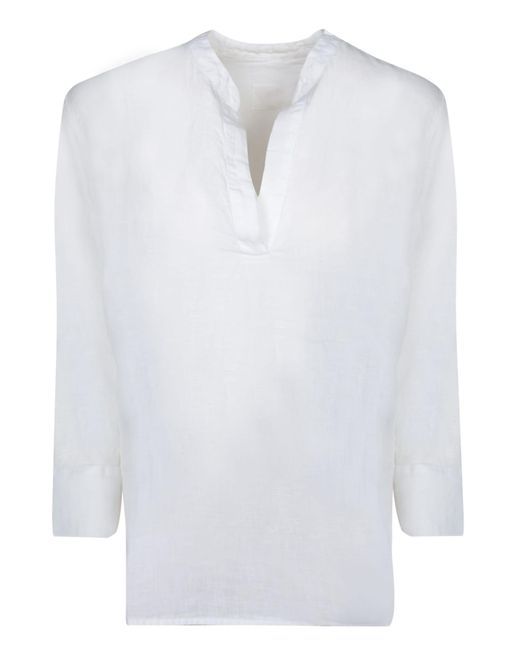 120% Lino White Linen Blouse