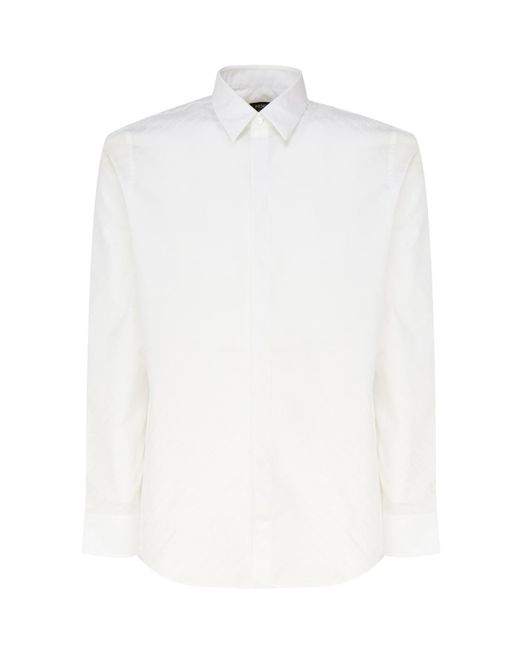 Fendi White Logo Ton Sur Ton Allover Shirt for men