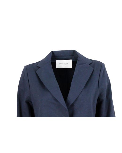 Fabiana Filippi Blue Single-Breasted Blazer Jacket