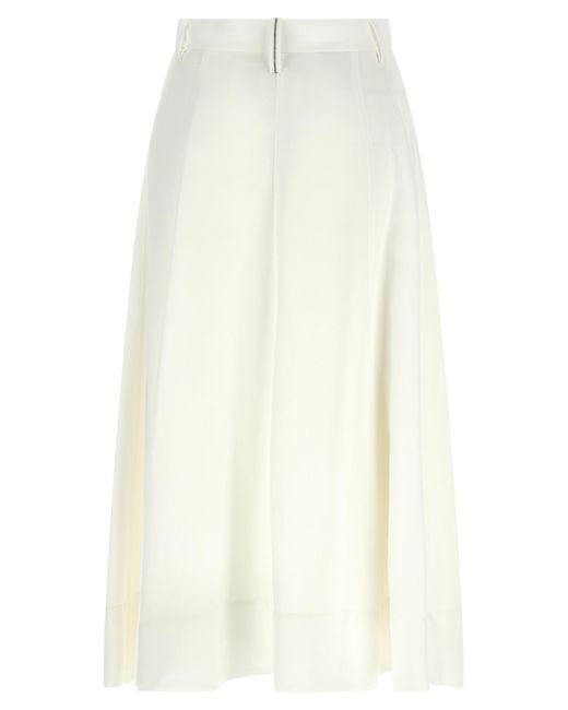 Brunello Cucinelli White Viscose Midi Skirt