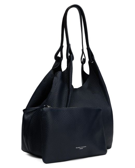 Gianni Chiarini Black Tote Bag With Pouch, Calfskin