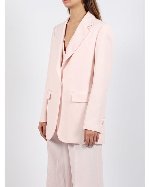 P.A.R.O.S.H. Pink Raisa Linen Blend Single-breasted Blazer