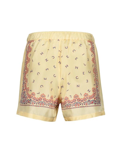 Céline Yellow Printed Silk Shorts