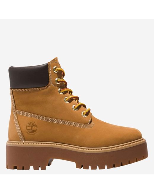 Timberland Brown Stone Street Leather Platform Ankle Boots