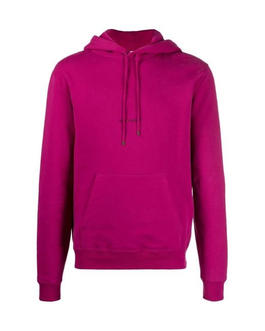 Saint Laurent Pink Rive Gauche Logo Hoodie Clothing Knitwear for men