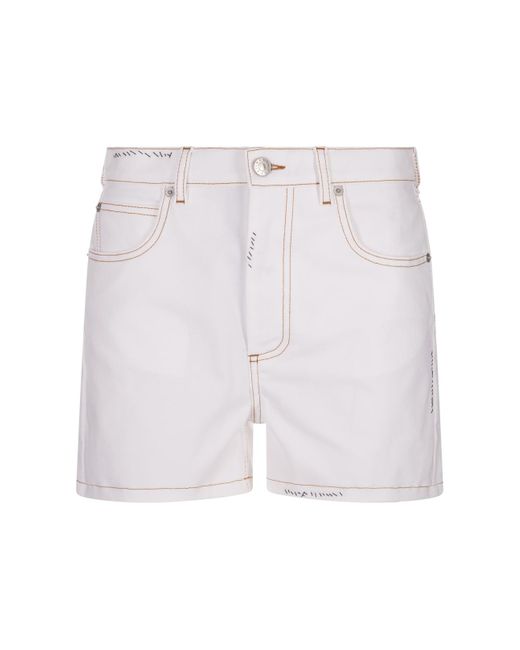Marni White Denim Shorts With Flower Appliqué