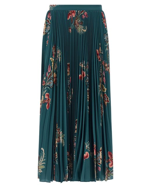 Etro Green Pleated Skirt Skirts