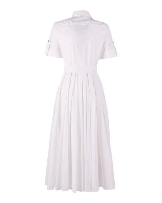 Fay White Cotton Dress Elastane