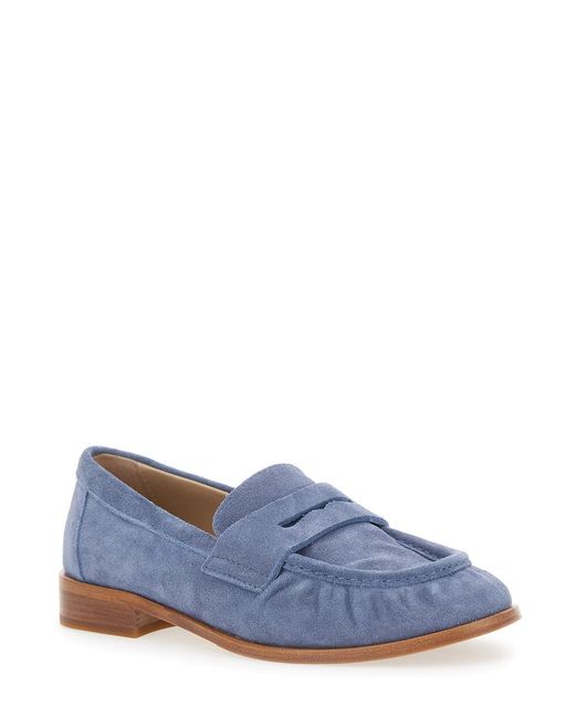 Strategia Blue Loafers With Rounded Toe