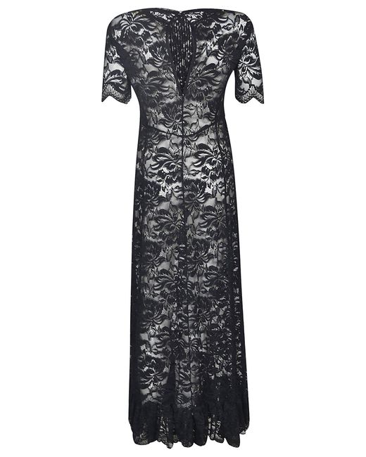 Rabanne Black Lace Paneled Long Dress