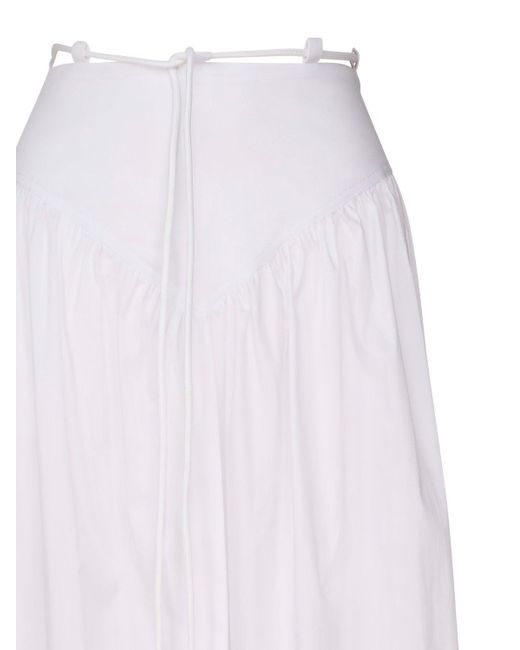 Pinko White Grinch Drawstring A-line Midi Skirt